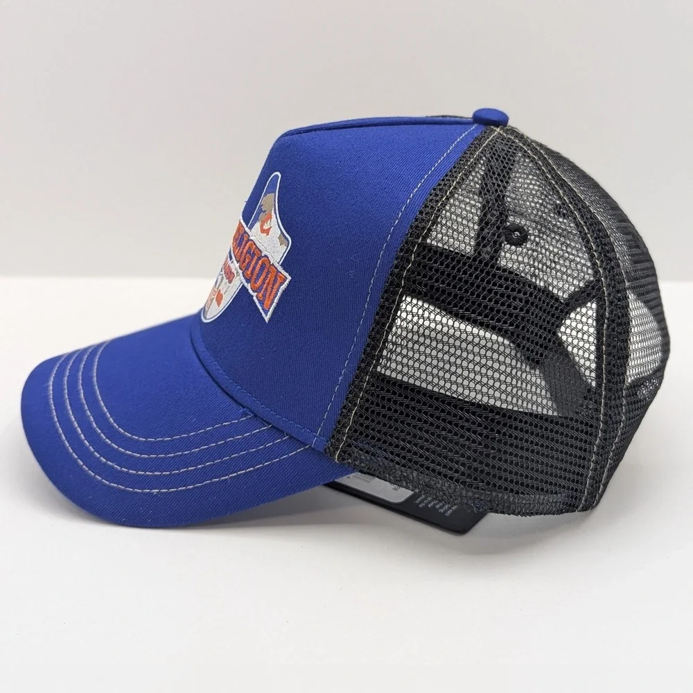 True Religion Mens Surf The Web Blue Embroidered Trucker Hat Snapback TR4245 NEW